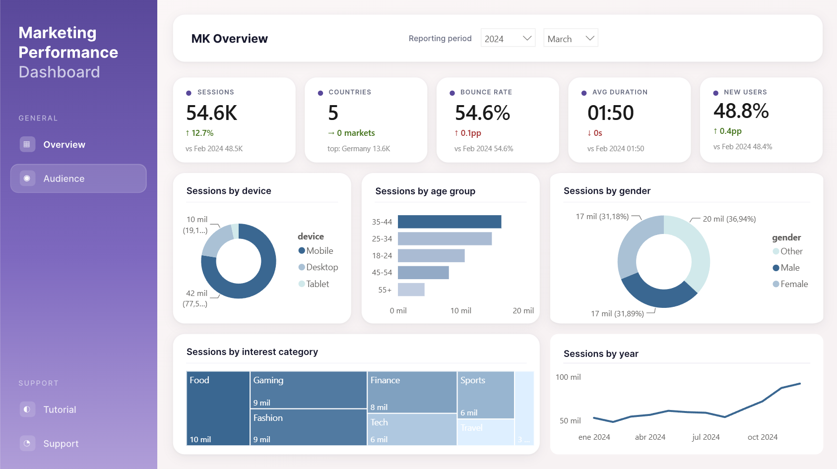 Dashboard Marketing Digital — Audience