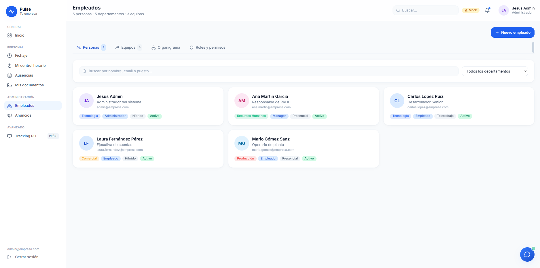 Pulse — administración de empleados