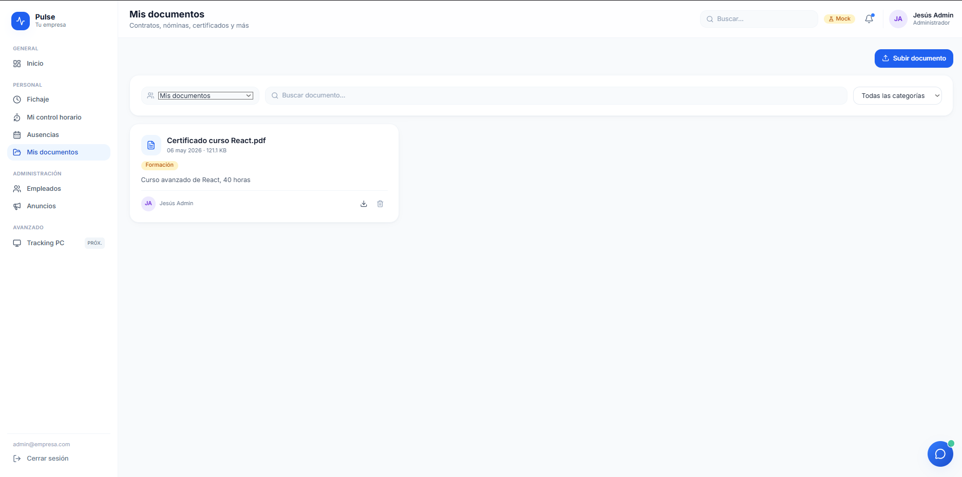 Pulse — documentos del empleado
