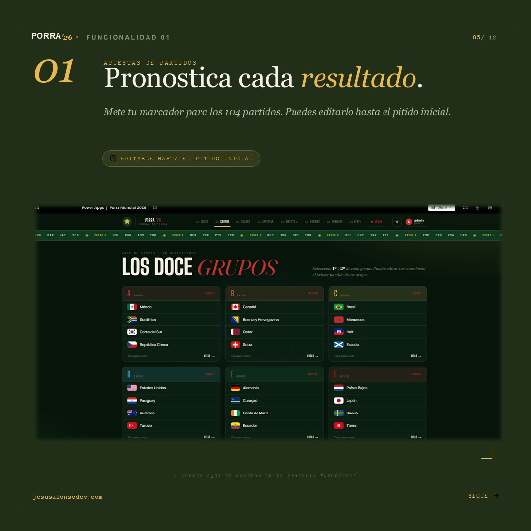 App Porra Mundial — Pantalla 5